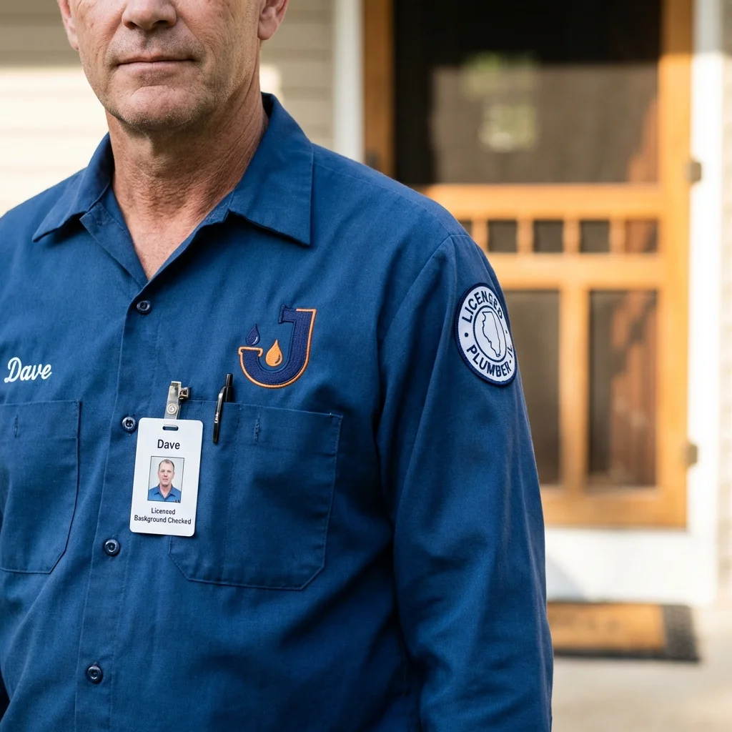 Licensed plumber showing ID badge in Willow Grove, PA