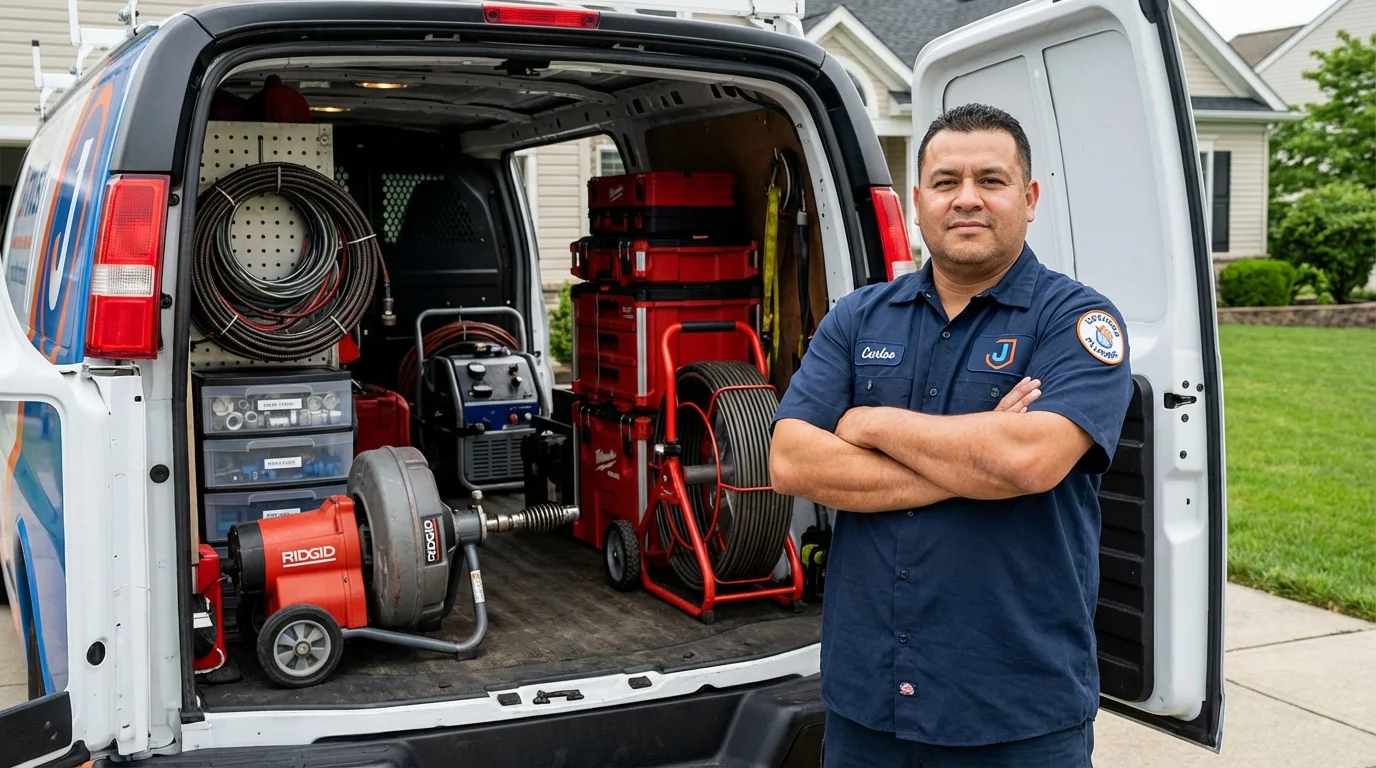 Professional drain cleaning equipment and Johns Plumbing LLC plumber in Willow Grove