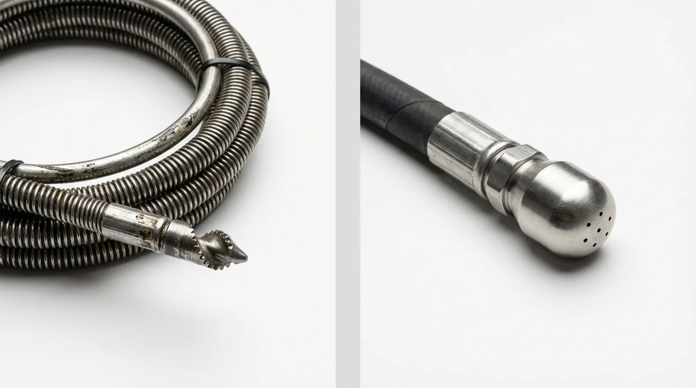 Drain snake cable and hydro jetting nozzle used for drain cleaning in Willow Grove, PA