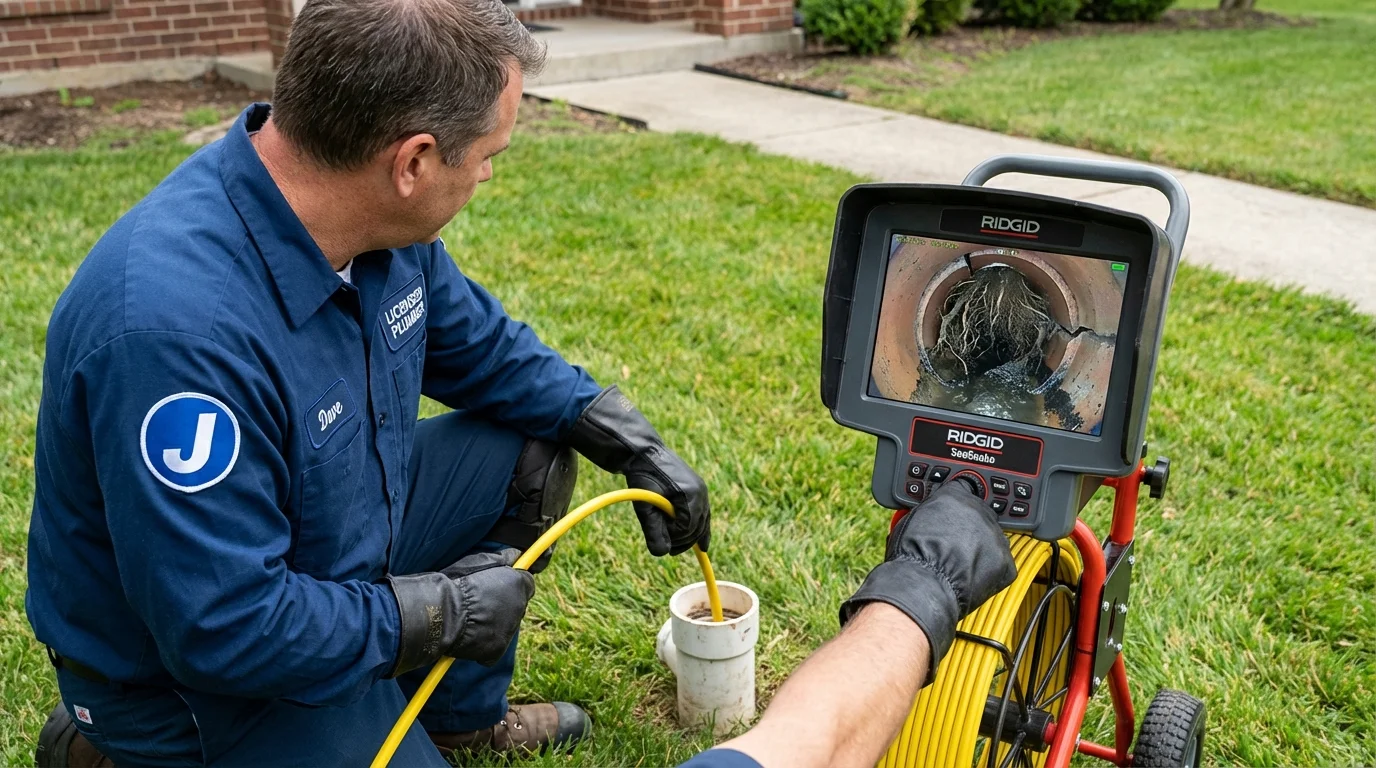 Sewer camera inspection being performed by Johns Plumbing LLC in Willow Grove