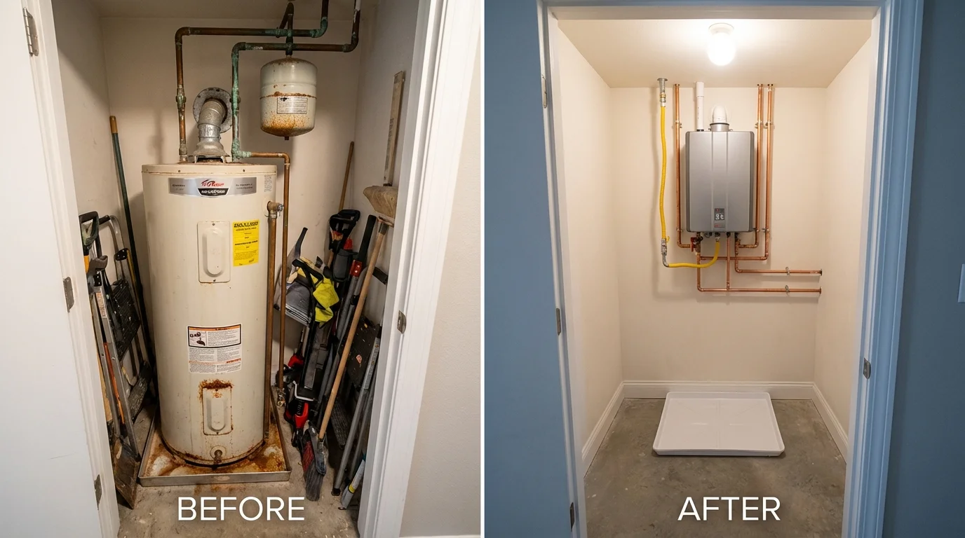 Tank water heater versus wall-mounted tankless unit comparison for Willow Grove, PA homeowners